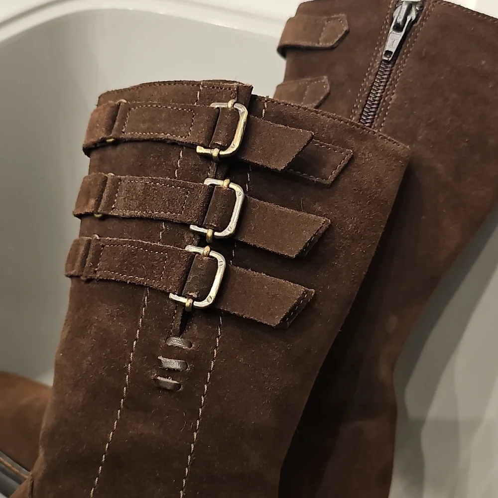 AQUATALIA brown suede leather calf boots SZ 7.5
